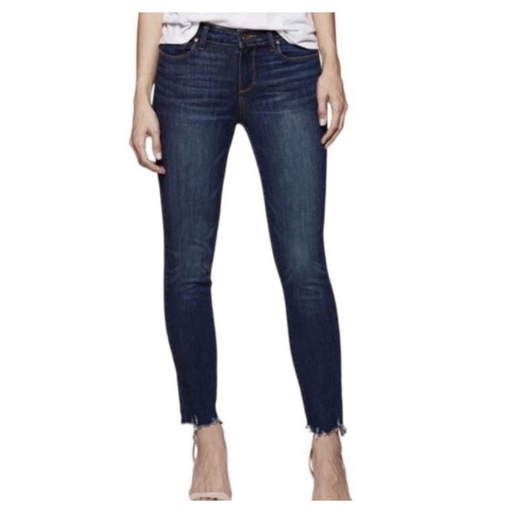 PAIGE Hoxton Ankle‎ Jeans Womens 29 Raw Hem Skinny Stretch Dark Wash Denim